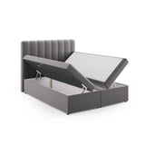 Kelp Boxspringbett mit Stauraum und Kopfteil in Samt (Blu14) in Grau, 160x200 cm – Bild 5