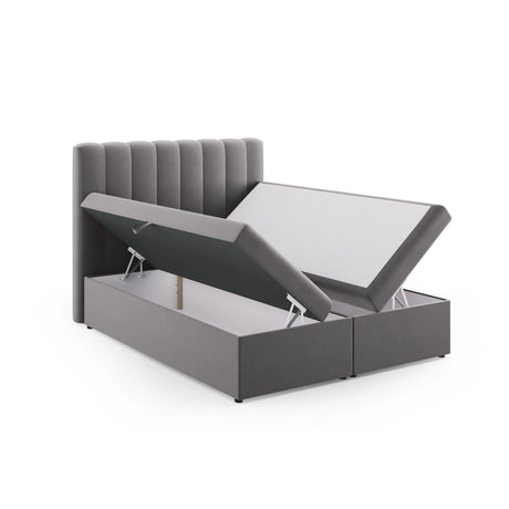 Kelp Boxspringbett mit Stauraum und Kopfteil in Samt (Blu14) in Grau, 160x200 cm – Bild 5