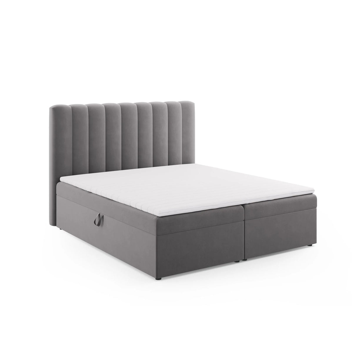 Kelp Boxspringbett mit Stauraum und Kopfteil in Samt (Blu14) in Grau, 180x200 cm – Bild 3