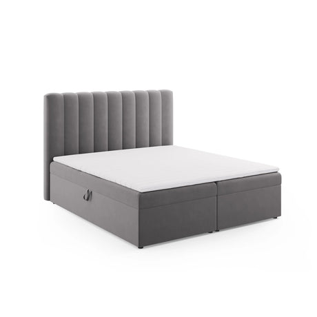 Kelp Boxspringbett mit Stauraum und Kopfteil in Samt (Blu14) in Grau, 180x200 cm – Bild 3