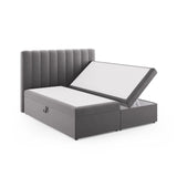 Kelp Boxspringbett mit Stauraum und Kopfteil in Samt (Blu14) in Grau, 180x200 cm – Bild 4