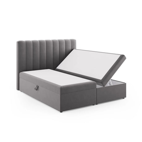 Kelp Boxspringbett mit Stauraum und Kopfteil in Samt (Blu14) in Grau, 180x200 cm – Bild 4