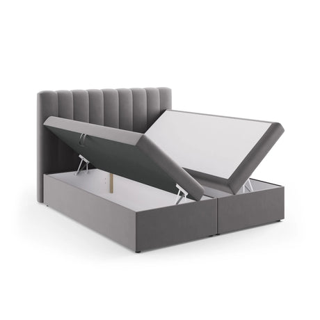 Kelp Boxspringbett mit Stauraum und Kopfteil in Samt (Blu14) in Grau, 180x200 cm – Bild 5