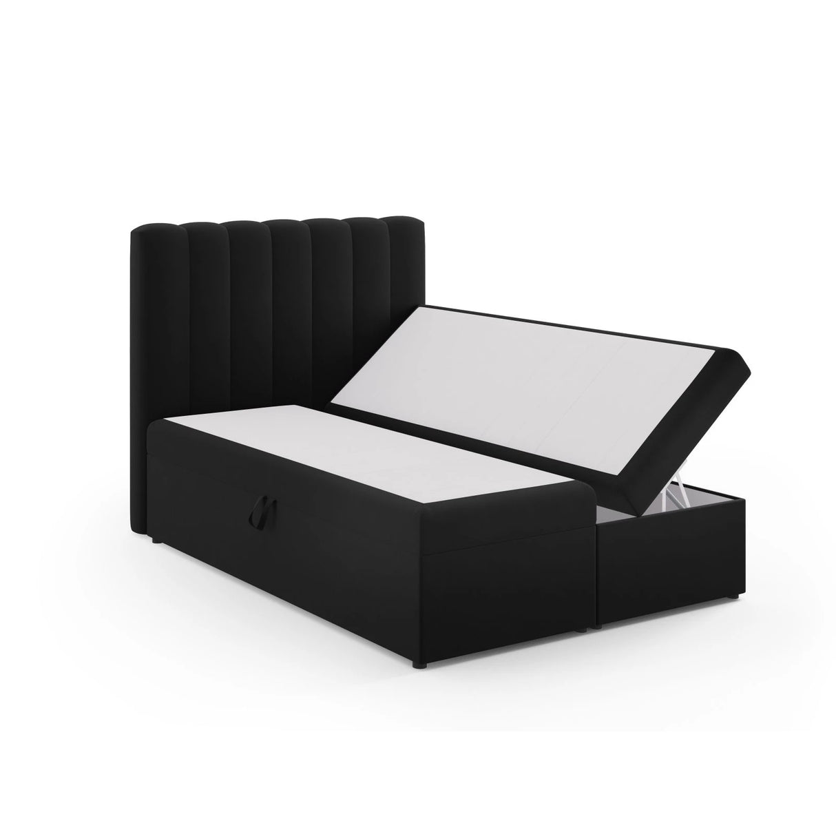 Kelp Boxspringbett mit Stauraum und Kopfteil in Samt (Blu19) in Schwarz, 140x200 cm – Bild 4