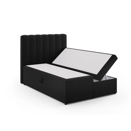Kelp Boxspringbett mit Stauraum und Kopfteil in Samt (Blu19) in Schwarz, 140x200 cm – Bild 4