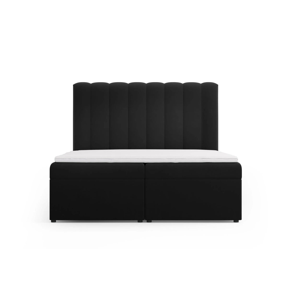 Kelp Boxspringbett mit Stauraum und Kopfteil in Samt (Blu19) in Schwarz, 160x200 cm – Bild 1