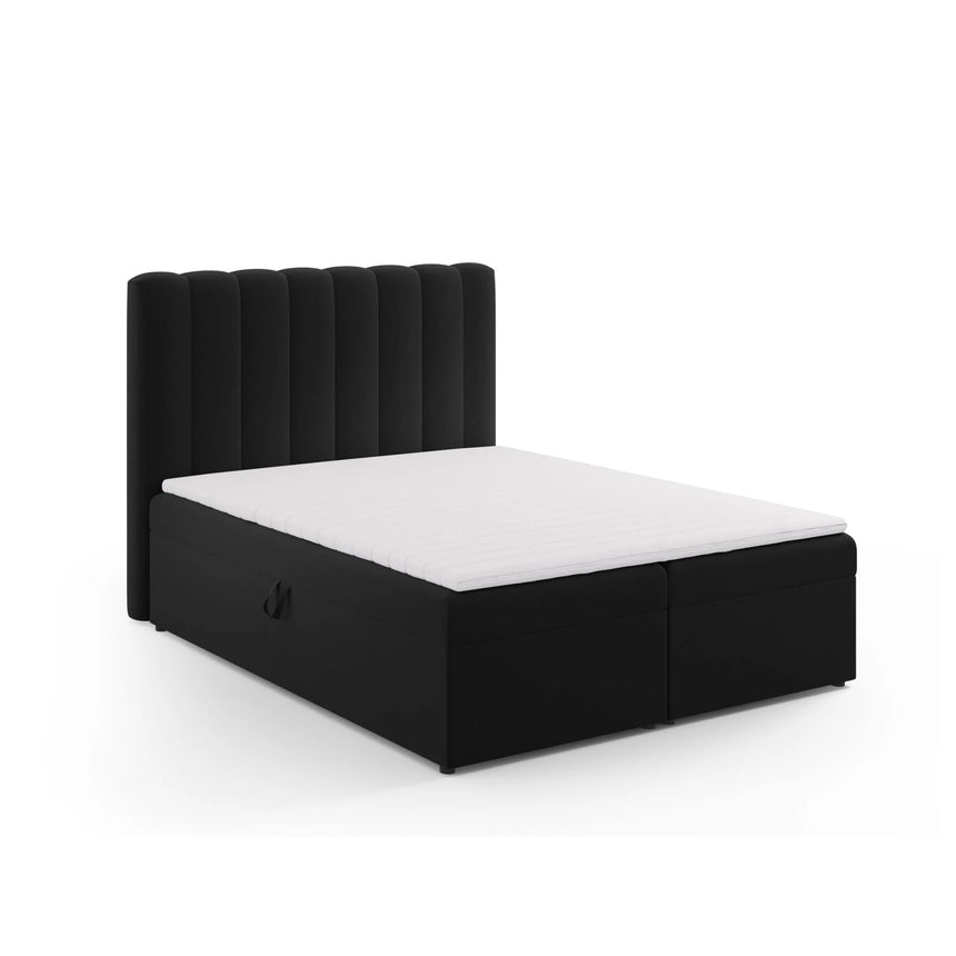 Kelp Boxspringbett mit Stauraum und Kopfteil in Samt (Blu19) in Schwarz, 160x200 cm – Bild 3