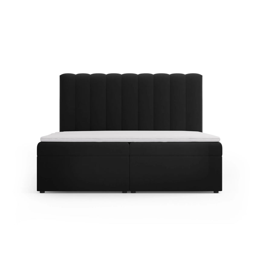 Kelp Boxspringbett mit Stauraum und Kopfteil in Samt (Blu19) in Schwarz, 180x200 cm – Bild 1
