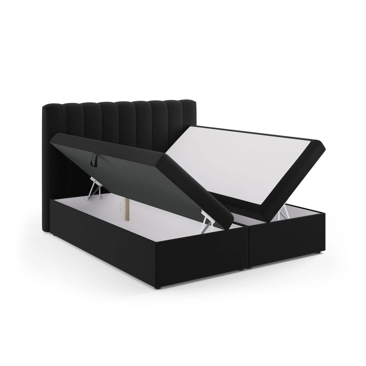 Kelp Boxspringbett mit Stauraum und Kopfteil in Samt (Blu19) in Schwarz, 180x200 cm – Bild 5