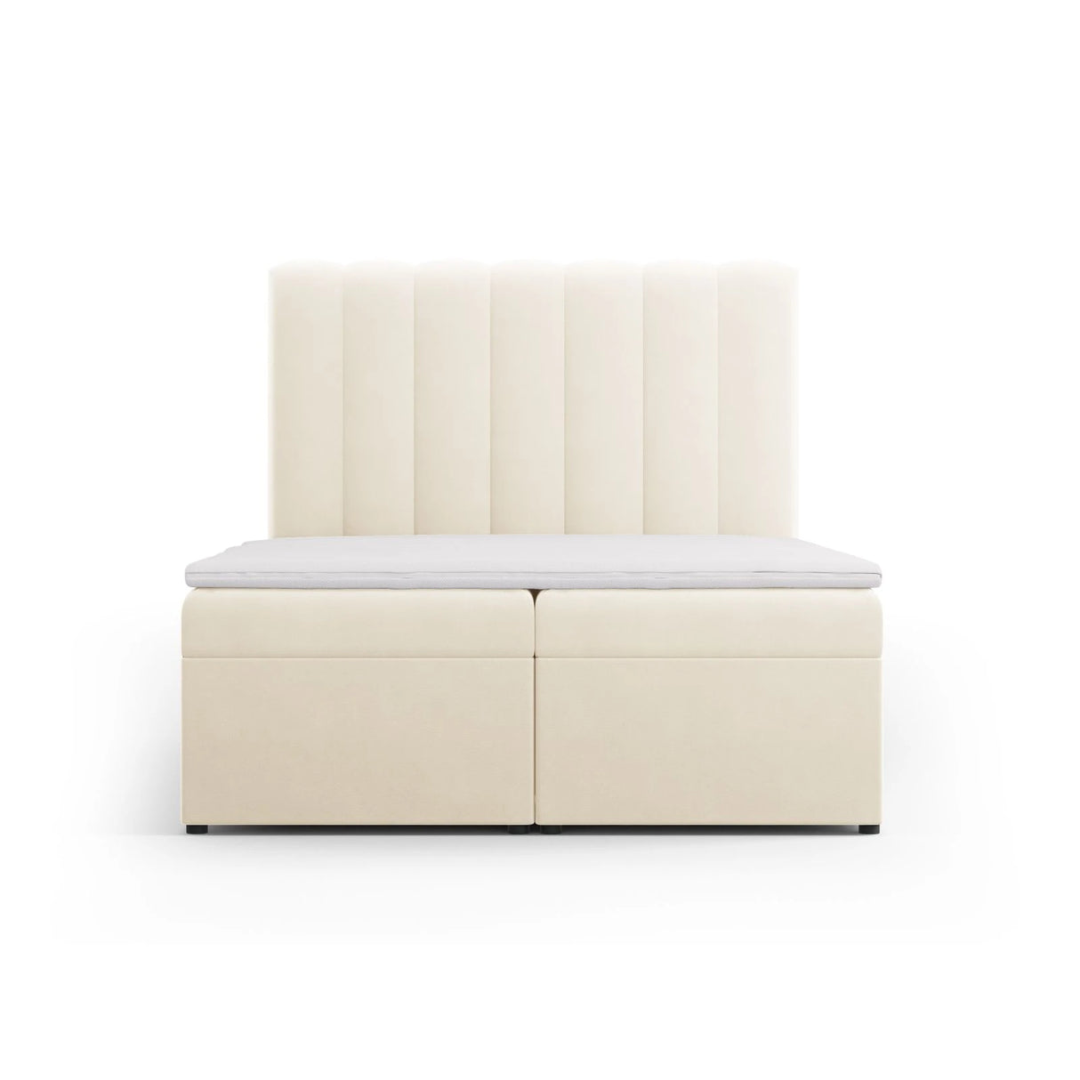 Kelp Boxspringbett mit Stauraum und Kopfteil in Samt (Blu22) in Leichtes Beige, 140x200 cm – Bild 1