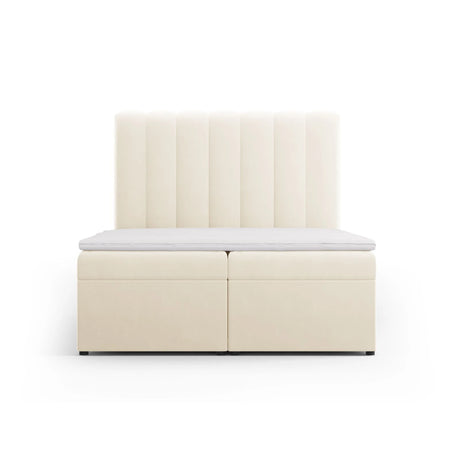 Kelp Boxspringbett mit Stauraum und Kopfteil in Samt (Blu22) in Leichtes Beige, 140x200 cm – Bild 1