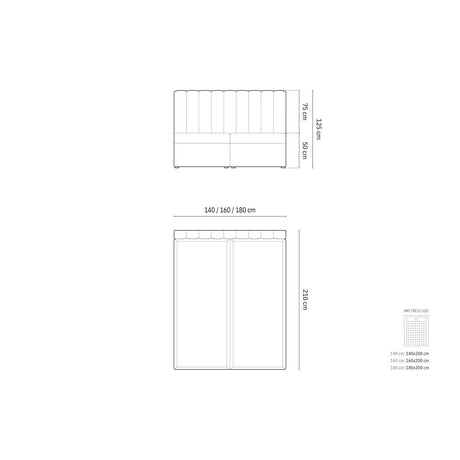 Kelp Boxspringbett mit Stauraum und Kopfteil in Samt (Blu22) in Leichtes Beige, 140x200 cm – Bild 2