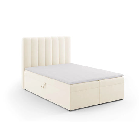 Kelp Boxspringbett mit Stauraum und Kopfteil in Samt (Blu22) in Leichtes Beige, 140x200 cm – Bild 3