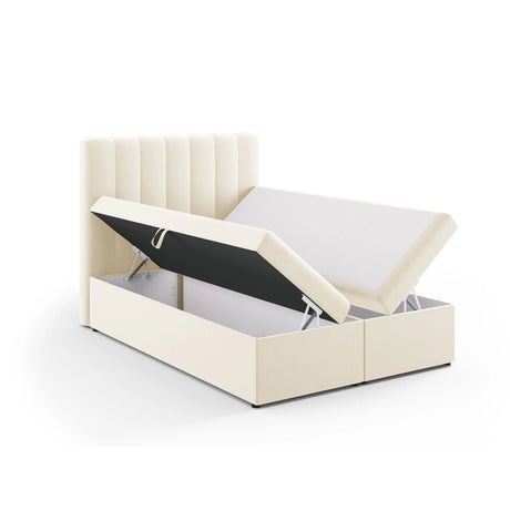 Kelp Boxspringbett mit Stauraum und Kopfteil in Samt (Blu22) in Leichtes Beige, 140x200 cm – Bild 5