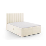 Kelp Boxspringbett mit Stauraum und Kopfteil in Samt (Blu22) in Leichtes Beige, 160x200 cm – Bild 3
