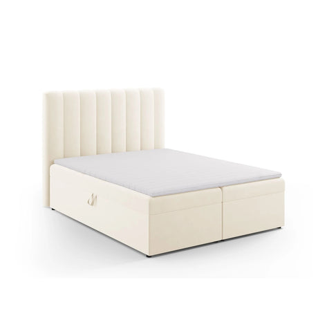 Kelp Boxspringbett mit Stauraum und Kopfteil in Samt (Blu22) in Leichtes Beige, 160x200 cm – Bild 3
