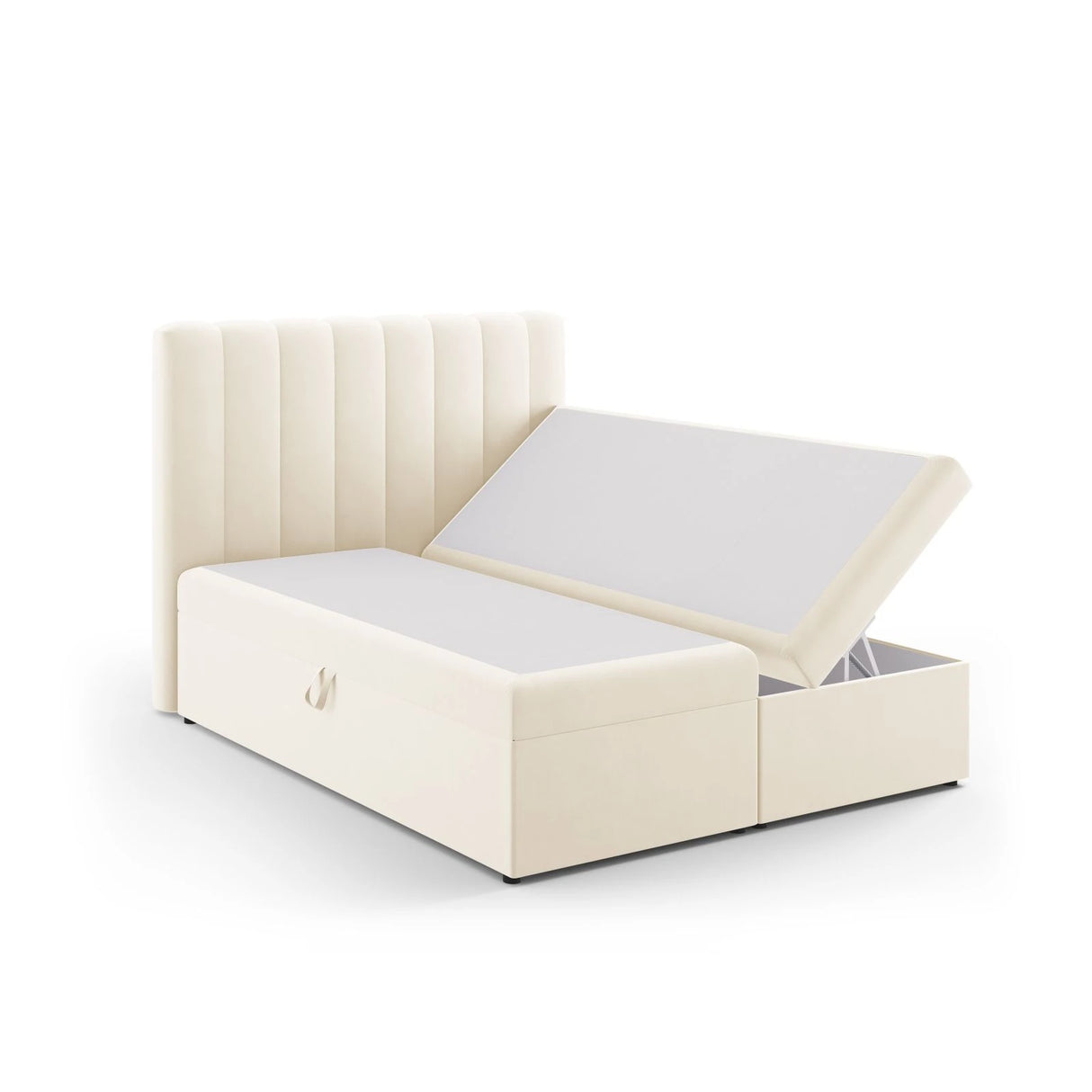 Kelp Boxspringbett mit Stauraum und Kopfteil in Samt (Blu22) in Leichtes Beige, 160x200 cm – Bild 4