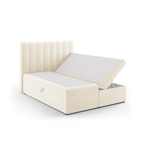 Kelp Boxspringbett mit Stauraum und Kopfteil in Samt (Blu22) in Leichtes Beige, 160x200 cm – Bild 4