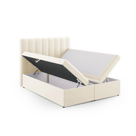 Kelp Boxspringbett mit Stauraum und Kopfteil in Samt (Blu22) in Leichtes Beige, 160x200 cm – Bild 5