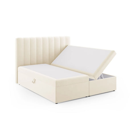 Kelp Boxspringbett mit Stauraum und Kopfteil in Samt (Blu22) in Leichtes Beige, 180x200 cm – Bild 4
