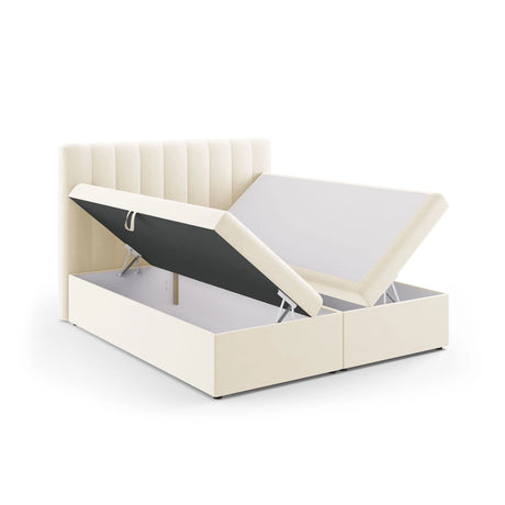 Kelp Boxspringbett mit Stauraum und Kopfteil in Samt (Blu22) in Leichtes Beige, 180x200 cm – Bild 5