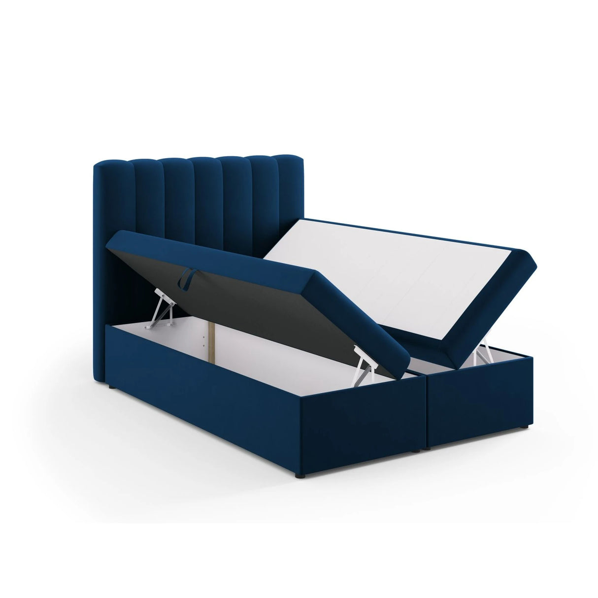Kelp Boxspringbett mit Stauraum und Kopfteil in Samt (Blu86) in Königsblau, 140x200 cm – Bild 5