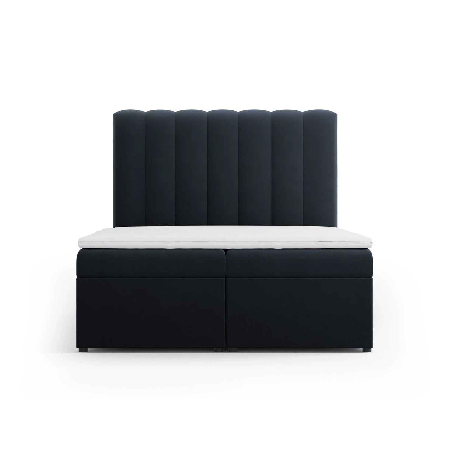 Kelp Boxspringbett mit Stauraum und Kopfteil in Samt (Blu89) in Dunkelblau, 140x200 cm – Bild 1