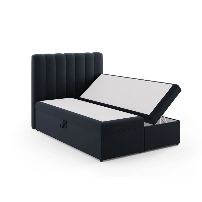 Kelp Boxspringbett mit Stauraum und Kopfteil in Samt (Blu89) in Dunkelblau, 140x200 cm – Bild 4
