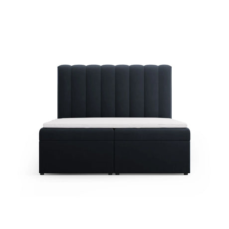 Kelp Boxspringbett mit Stauraum und Kopfteil in Samt (Blu89) in Dunkelblau, 160x200 cm – Bild 1