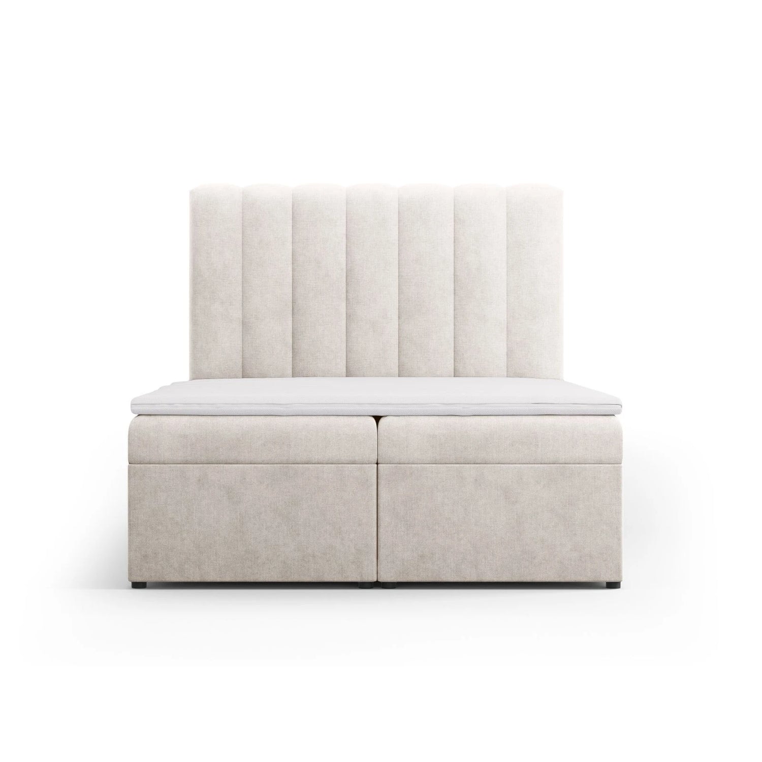 Kelp Boxspringbett mit Stauraum und Kopfteil in Samt oder Strukturstoff, 140x200 cm – Bild 1
