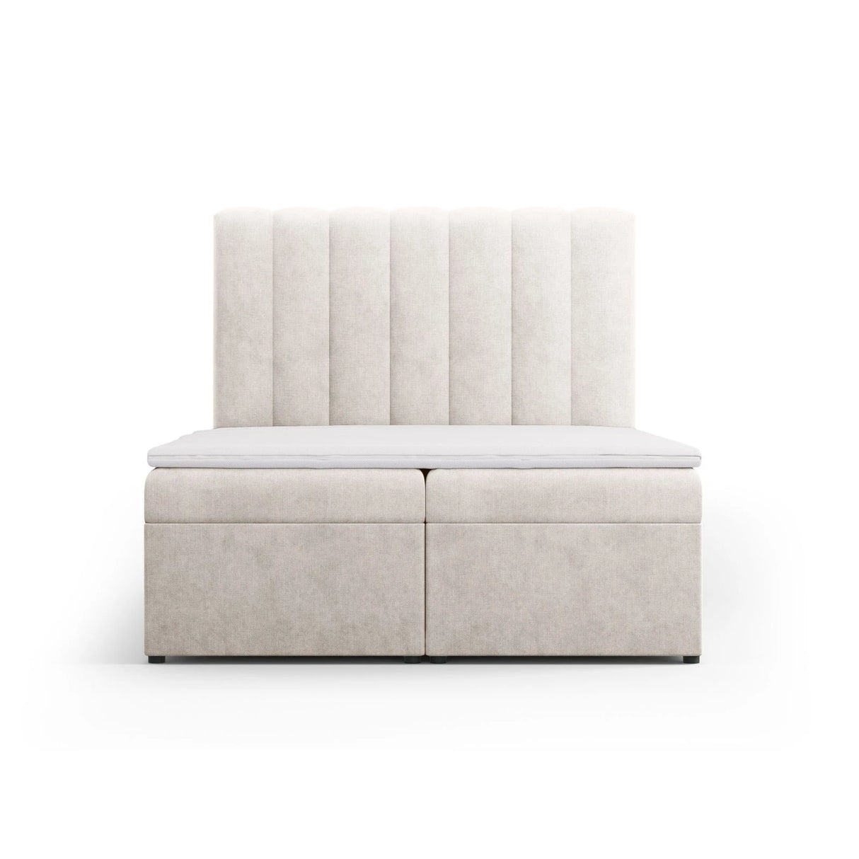 Kelp Boxspringbett mit Stauraum und Kopfteil in Samt oder Strukturstoff, 140x200 cm – Bild 1