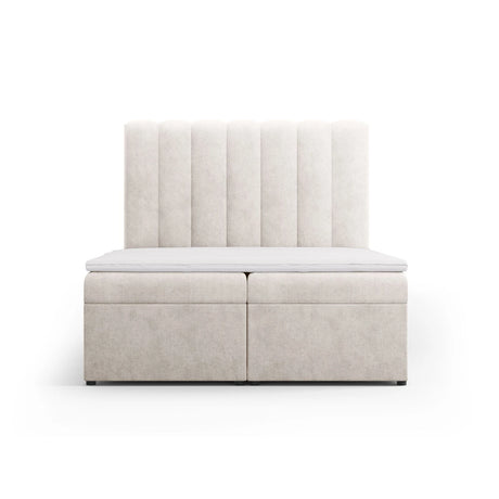 Kelp Boxspringbett mit Stauraum und Kopfteil in Samt oder Strukturstoff, 140x200 cm – Bild 1
