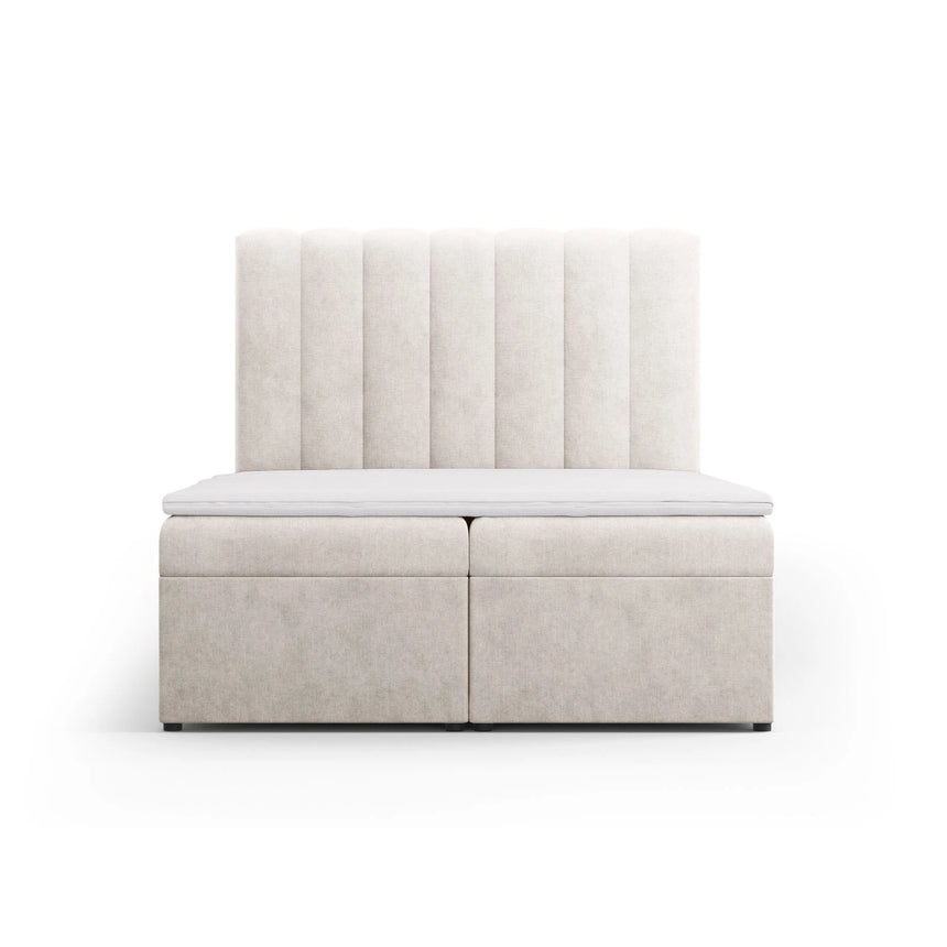 Kelp Boxspringbett mit Stauraum und Kopfteil in Samt oder Strukturstoff, 140x200 cm – Bild 1