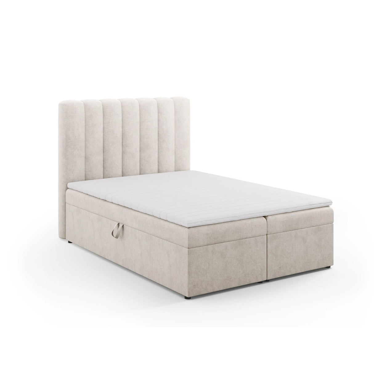 Kelp Boxspringbett mit Stauraum und Kopfteil in Samt oder Strukturstoff, 140x200 cm – Bild 3