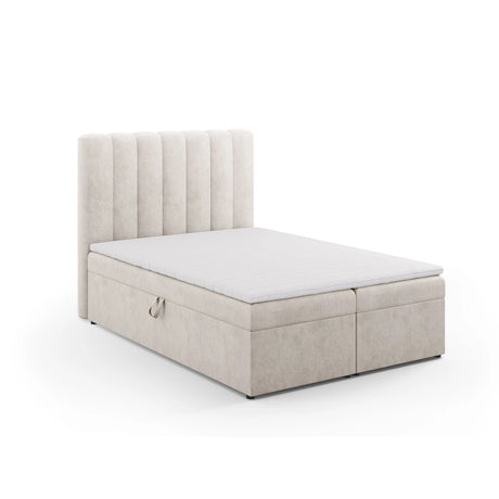 Kelp Boxspringbett mit Stauraum und Kopfteil in Samt oder Strukturstoff, 140x200 cm – Bild 3