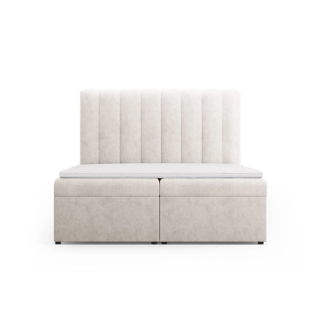Kelp Boxspringbett mit Stauraum und Kopfteil in Samt oder Strukturstoff, 160x200 cm – Bild 1
