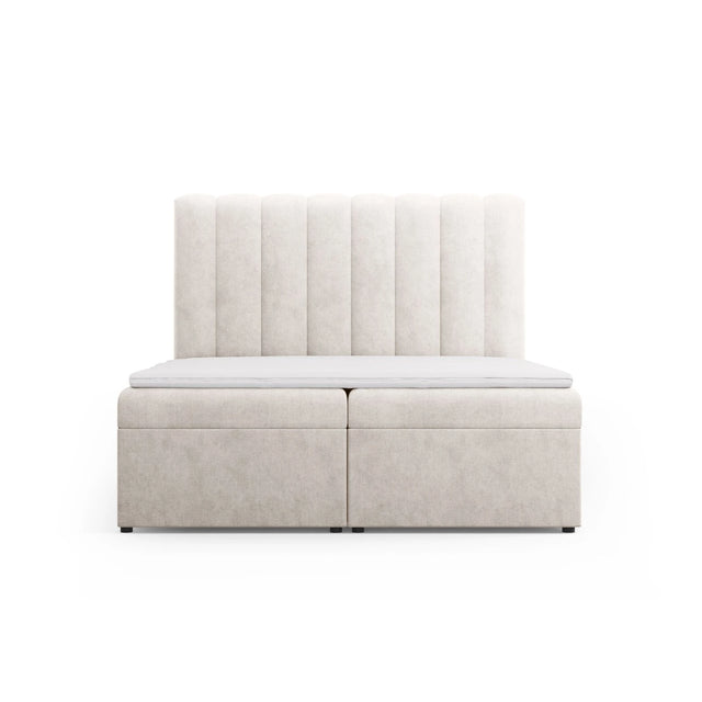 Kelp Boxspringbett mit Stauraum und Kopfteil in Samt oder Strukturstoff, 160x200 cm – Bild 1