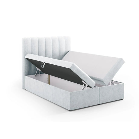 Kelp Boxspringbett mit Stauraum und Kopfteil in Strukturierter Stoff (Mol70) in Hellgrau, 140x200 cm – Bild 5