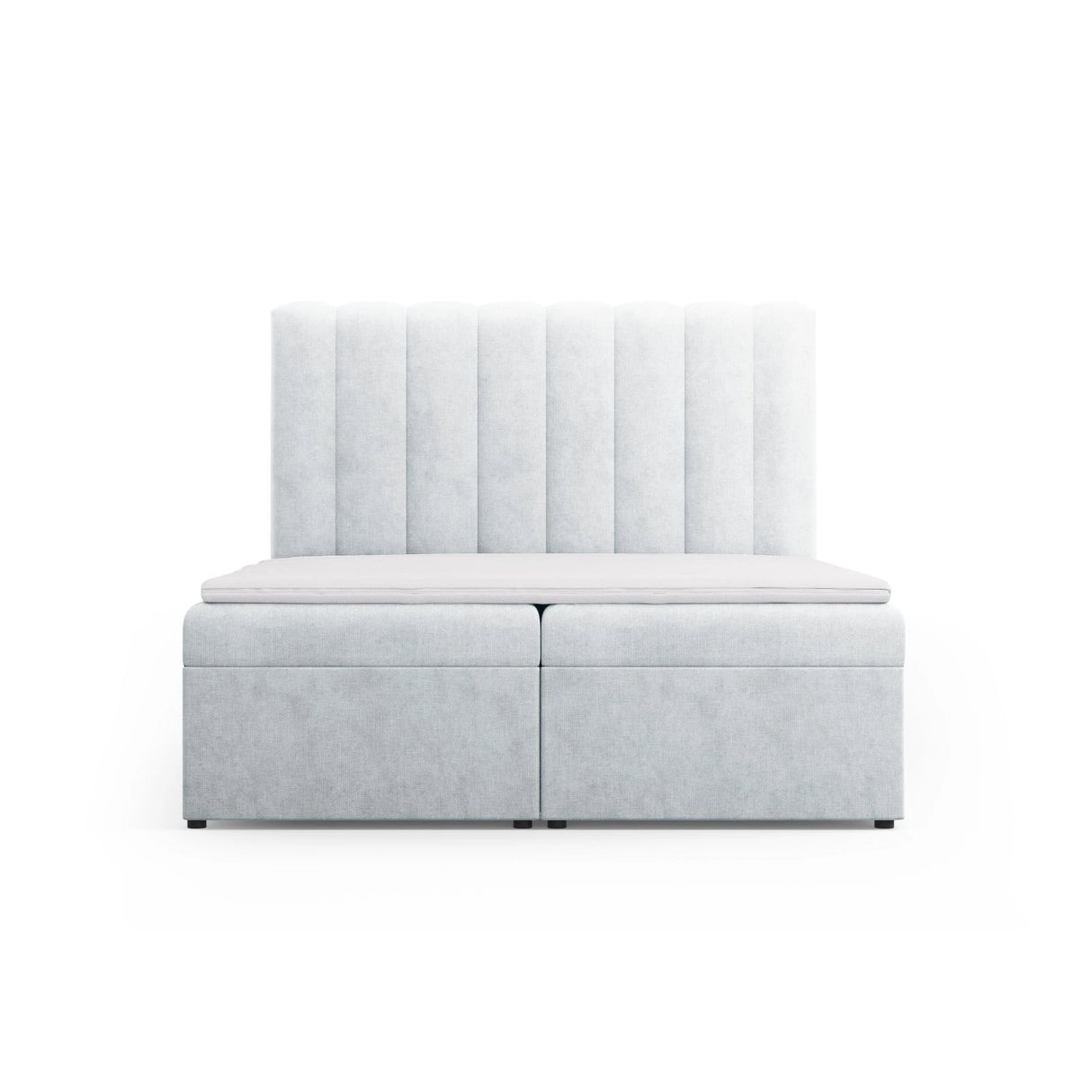 Kelp Boxspringbett mit Stauraum und Kopfteil in Strukturierter Stoff (Mol70) in Hellgrau, 160x200 cm – Bild 1