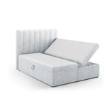 Kelp Boxspringbett mit Stauraum und Kopfteil in Strukturierter Stoff (Mol70) in Hellgrau, 160x200 cm – Bild 4