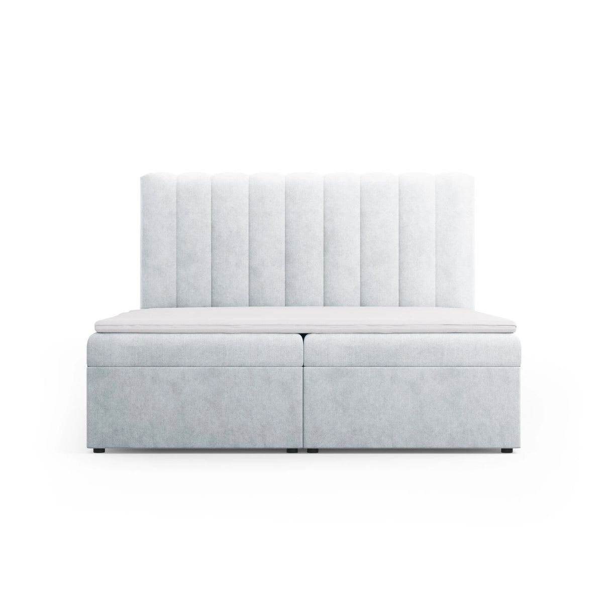 Kelp Boxspringbett mit Stauraum und Kopfteil in Strukturierter Stoff (Mol70) in Hellgrau, 180x200 cm – Bild 1