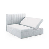Kelp Boxspringbett mit Stauraum und Kopfteil in Strukturierter Stoff (Mol70) in Hellgrau, 180x200 cm – Bild 4