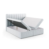 Kelp Boxspringbett mit Stauraum und Kopfteil in Strukturierter Stoff (Mol70) in Hellgrau, 180x200 cm – Bild 5