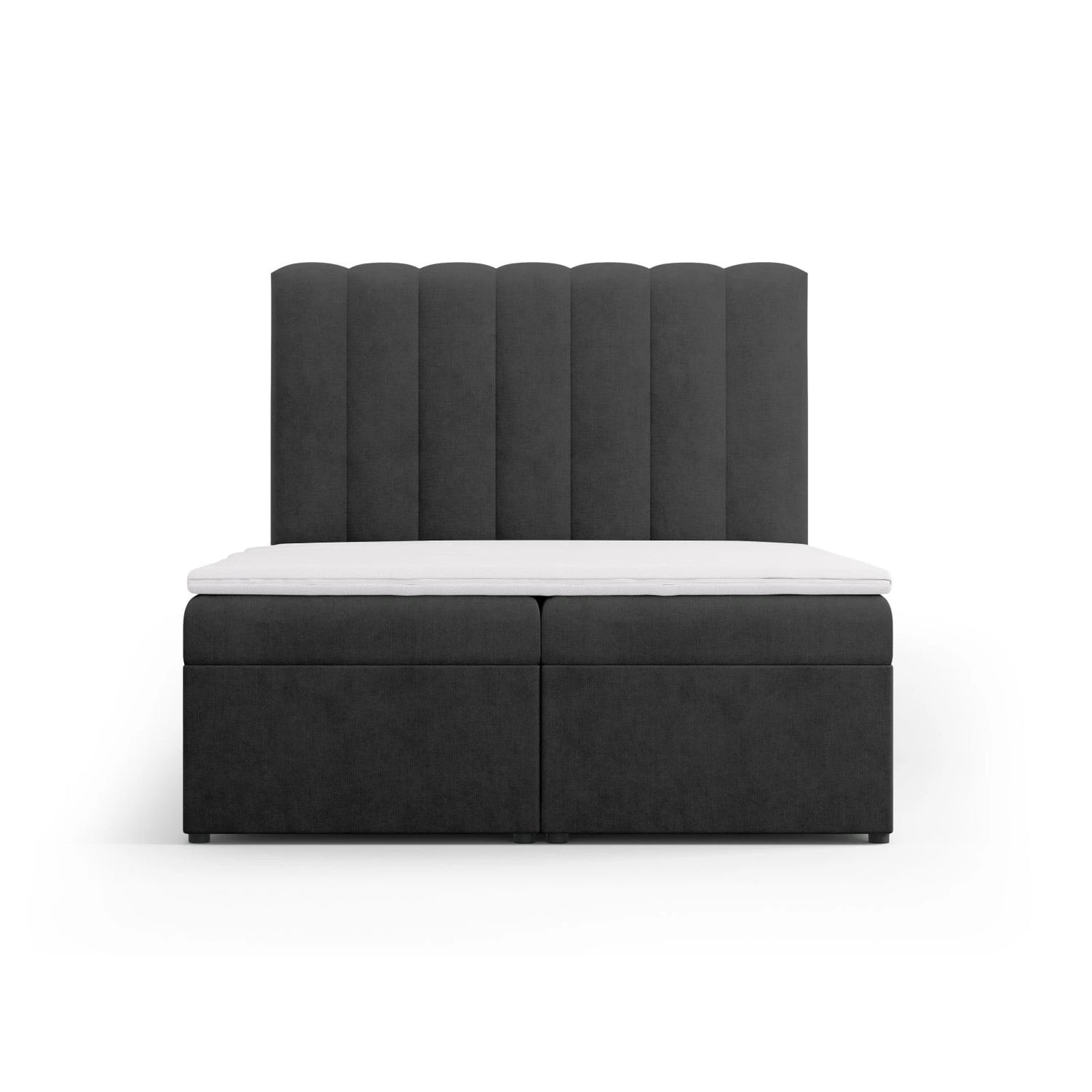 Kelp Boxspringbett mit Stauraum und Kopfteil in Strukturierter Stoff (Mol97) in Anthrazit, 140x200 cm – Bild 1