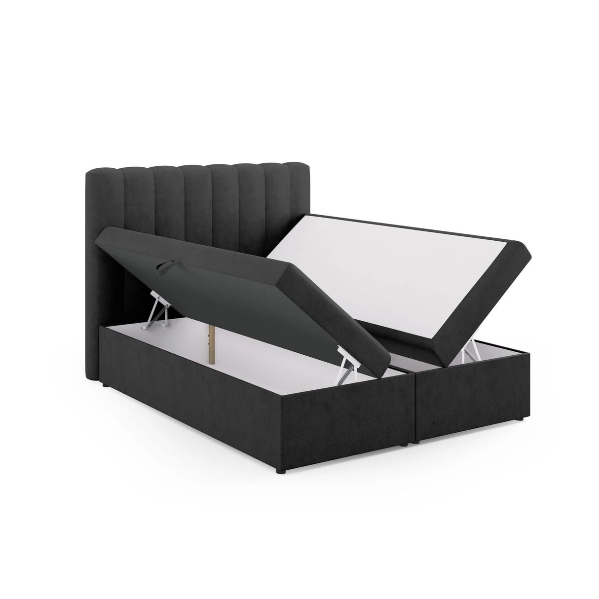 Kelp Boxspringbett mit Stauraum und Kopfteil in Strukturierter Stoff (Mol97) in Anthrazit, 160x200 cm – Bild 5