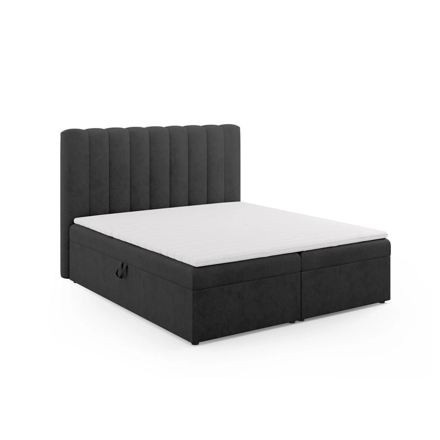 Kelp Boxspringbett mit Stauraum und Kopfteil in Strukturierter Stoff (Mol97) in Anthrazit, 180x200 cm – Bild 3