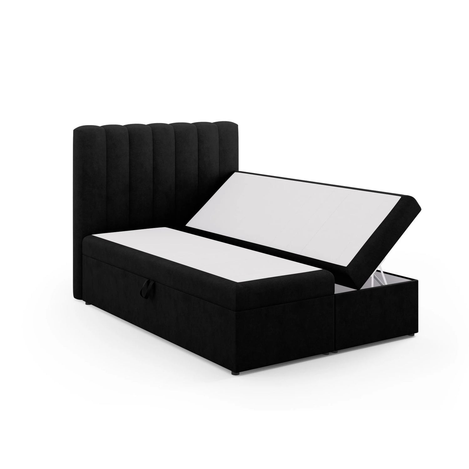 Kelp Boxspringbett mit Stauraum und Kopfteil in Strukturierter Stoff (Mol99) in Schwarz, 140x200 cm – Bild 4