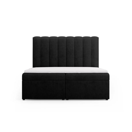 Kelp Boxspringbett mit Stauraum und Kopfteil in Strukturierter Stoff (Mol99) in Schwarz, 160x200 cm – Bild 1