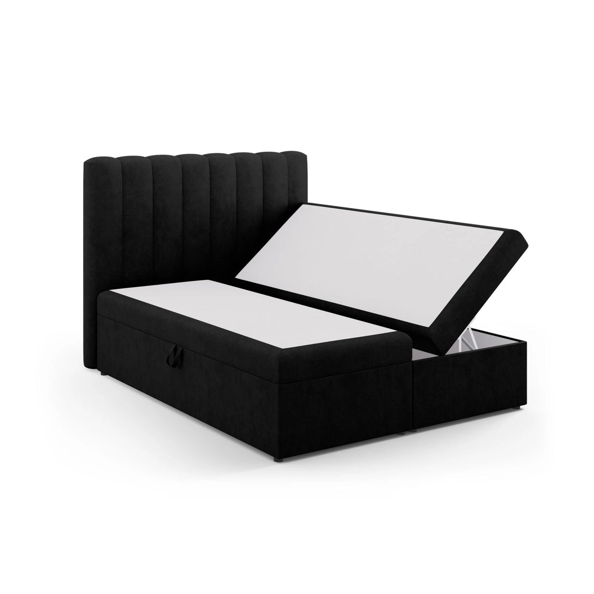 Kelp Boxspringbett mit Stauraum und Kopfteil in Strukturierter Stoff (Mol99) in Schwarz, 160x200 cm – Bild 4