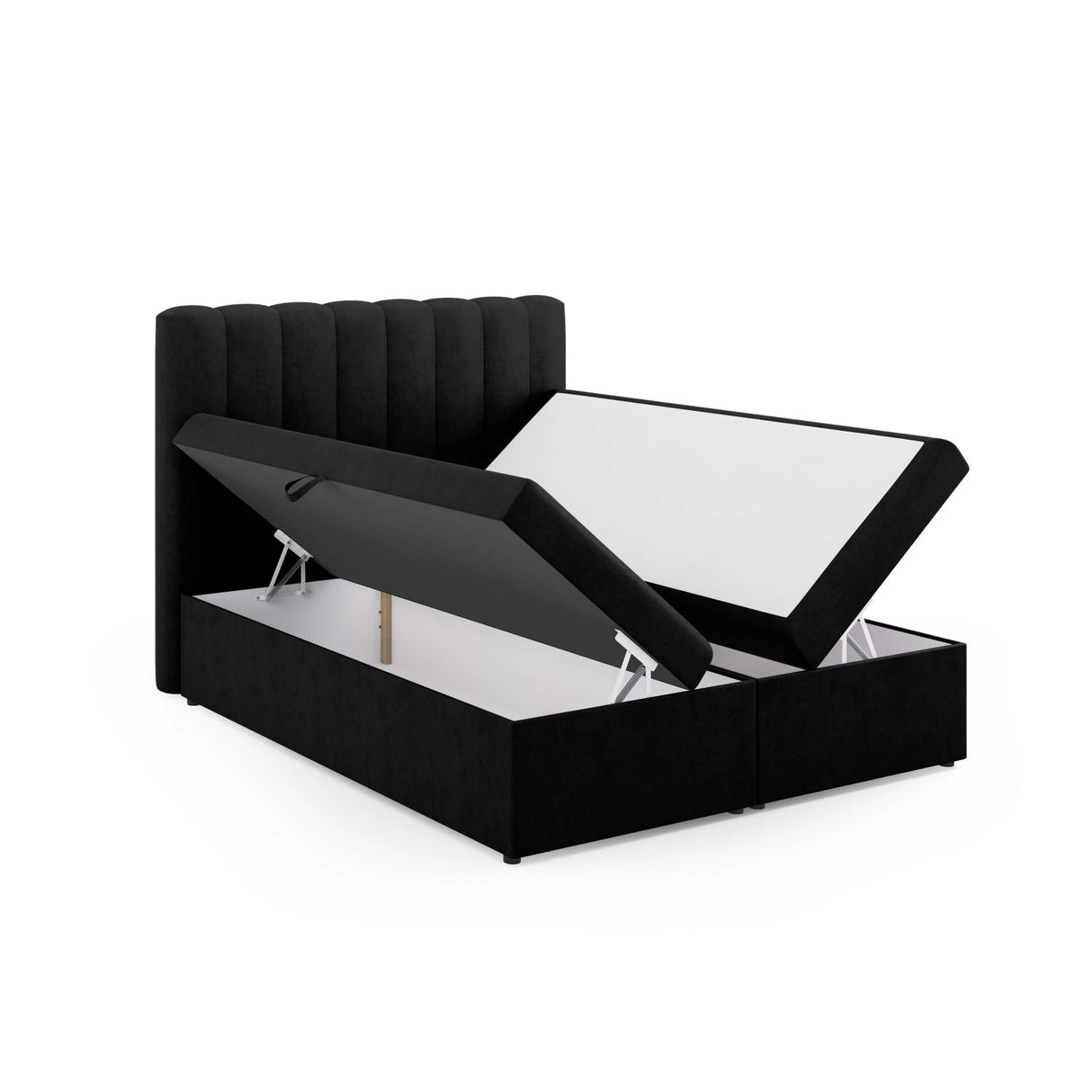 Kelp Boxspringbett mit Stauraum und Kopfteil in Strukturierter Stoff (Mol99) in Schwarz, 160x200 cm – Bild 5